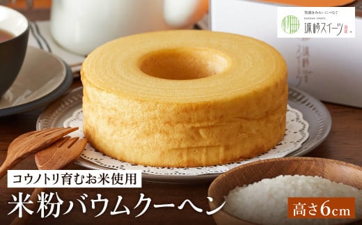 【コウノトリ育むお米使用】米粉バウムクーヘン（高さ 6cm）