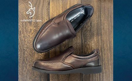 倭イズム ( ヤマトイズム ) 鹿革 4E シューズ 紳士靴 YAN221 （ ダークブラウン） 【 ファッション 靴 シューズ 革製品 革靴 】 【 お洒落 レザーシューズ やわらかい 快適 履き心地 】 BN003 24.0cm