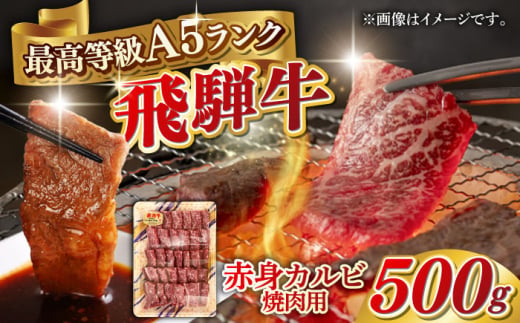 【3月発送】A5等級 飛騨牛 赤身カルビ 焼肉用 500g BBQ 焼き肉 A5ランク 岐阜市 / 三心 [ANGY007-3]