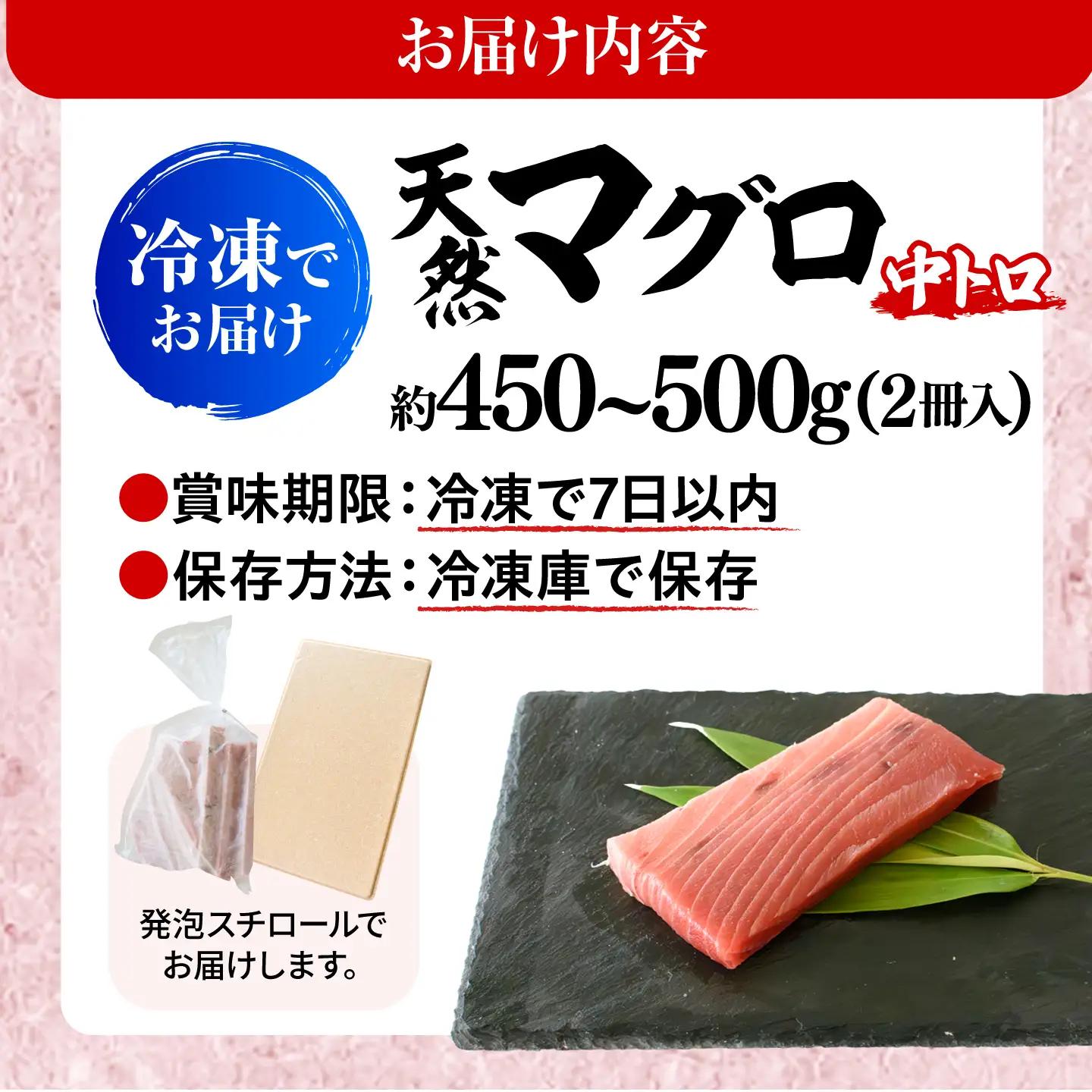 【訳あり】天然マグロ 中トロ メバチマグロ（約450~500g（2柵入り））  [AKAK090]