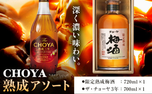 熟成アソート THE CHOYA 熟成三年 700ml 限定熟成梅酒 720ml 羽曳野商工振興株式会社《30日以内に出荷予定(土日祝除く)》大阪府 羽曳野市 送料無料 梅酒 梅 酒 CHOYA チョーヤ チョーヤ梅酒 お酒 熟成 3年 限定