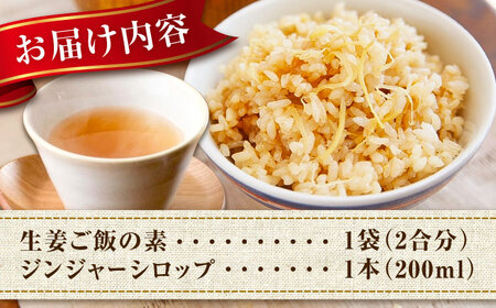 生姜詰め合わせ ジンジャーシロップ珠玉 200ml×1本 ＆ 生姜ごはんの素 2合×1袋　広島県福山市/ジンジャーダイヤモンド 生姜 しょうが ショウガ 炊き込みご飯 生姜湯 国産 [BAAV002]