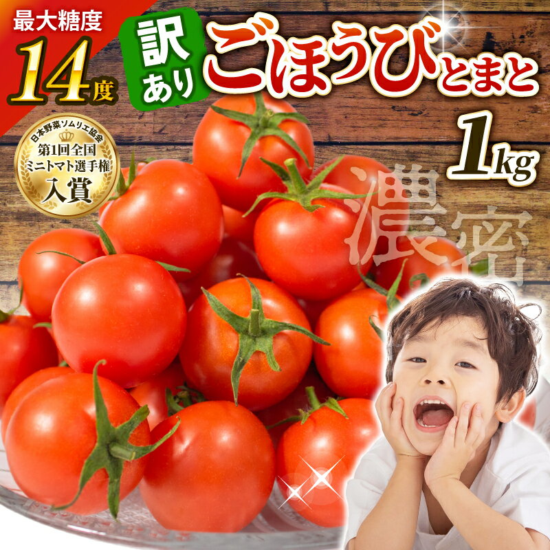 【ふるさと納税】 訳あり トマト 1kg とまと 甘い 高糖度 フルーツ ミニトマト 訳アリ 野菜 果物 濃厚 産地直送 とれたて 徳用 規格外 不揃い 健康 美容 アンチエイジング 生活習慣病予防 フルーツトマト ごほうびとまと 株式会社風の子ファーム 埼玉県 羽生市