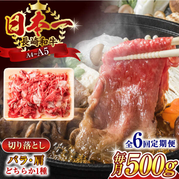 【ふるさと納税】【全6回定期便】【A4〜A5】長崎和牛切り落とし　500g【株式会社 MEAT PLUS】[QBS046]