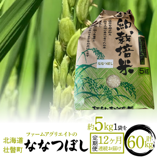 【新米】令和6年産米 ファームアグリエイトのななつぼし　約5kg×1袋を12ヶ月連続お届け SBTB005