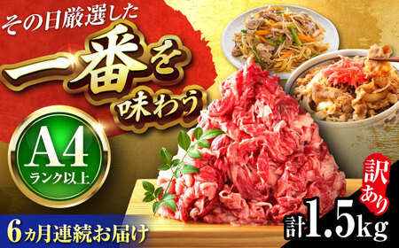 【全6回定期便】【訳あり】【A4〜A5】博多和牛 切り落とし 1.5kg(500g×3パック) 吉富町/株式会社MEAT PLUS[BGAB078]