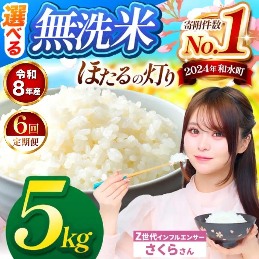 【 新米 予約 】 【 定期便 6回 】 令和8年産 熊本県産 ほたるの灯り 無洗米 5kg こめ 米 訳あり 規格外