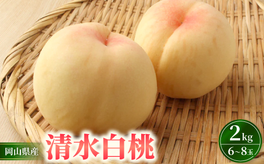 岡山市　一宮産　清水白桃　6～8玉入り　2キロ 化粧箱入り【配送不可地域：離島・北海道・沖縄県・東北・関東・信越、北陸】