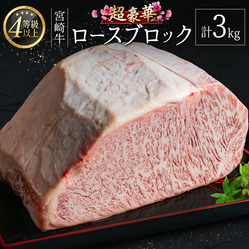 【ふるさと納税】［限定10個］超豪華 宮崎牛 ロースブロック 計3kg 牛肉 焼肉 BBQ ステーキ 国産 宮崎県産