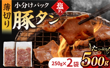 【塩だれ】九州産 豚タン 250g×2袋 （計500g）長与町/岩永ホルモン [EAX162] 国産 スライス 焼肉