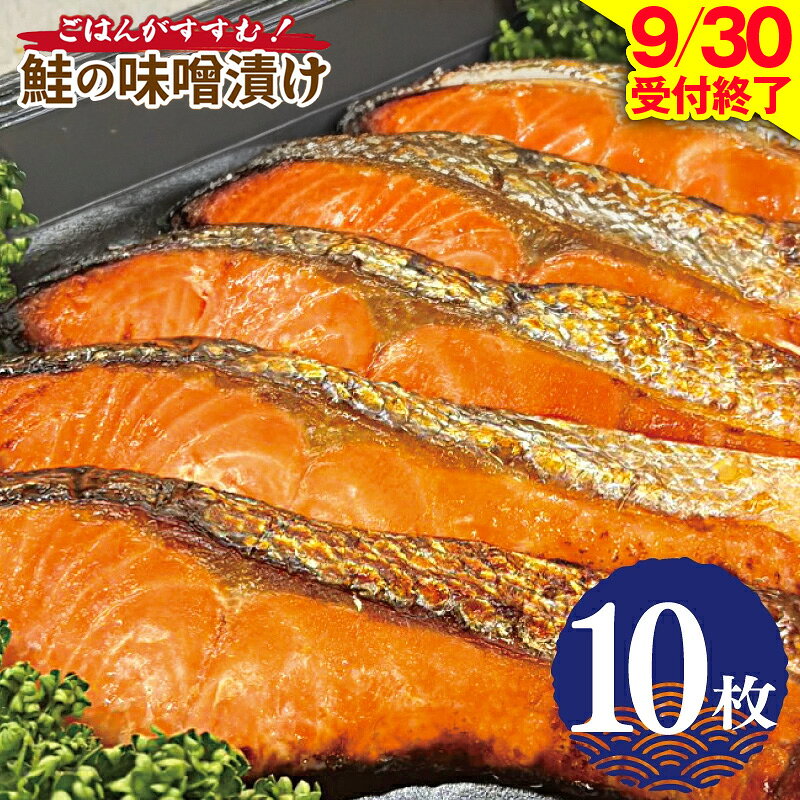 【ふるさと納税】【9月30日受付終了】 鮭の味噌漬け ごはんがすすむ 銀鮭 800g 80g × 10枚 さけ みそ漬け 焼くだけ 香ばしい香り お魚 焼き魚 惣菜 おかず お弁当 ごはんのお供 お取り寄せ お取り寄せグルメ 大阪府 泉佐野市 送料無料
