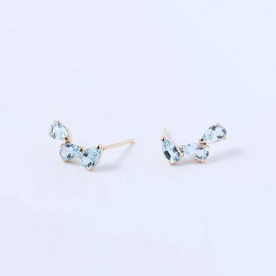 ふるさと納税 中央市 K18アクアマリンツユ3粒ピアス　1ペア(両耳用) |  | 01