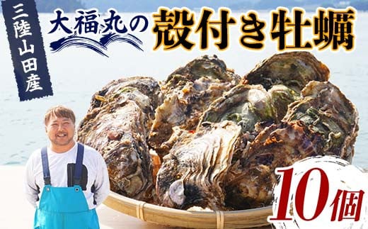 
            大福丸の殻付き牡蠣 10個 【三陸山田産】【沖縄・離島配送不可】三陸山田 山田町 山田湾 海産品 かき YD-720
          