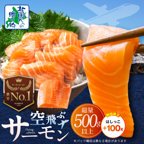 【期間限定】アトランティックサーモン 総量 500g以上＋はしっこ100g【フィレ エコパック 訳あり サイズ不揃い 刺身 さーもん 冷凍 北国からの贈り物】 099H3605-2