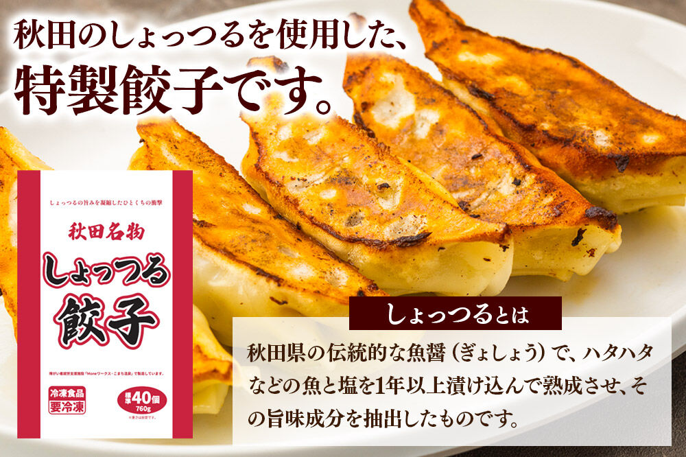 秋田名物 しょっつる餃子 40個入×2袋 秋田のしょっつるを使用 秋田県 秋田市 冷凍発送 生ぎょうざ [ぎょうざ チルド しょっつる 生餃子]