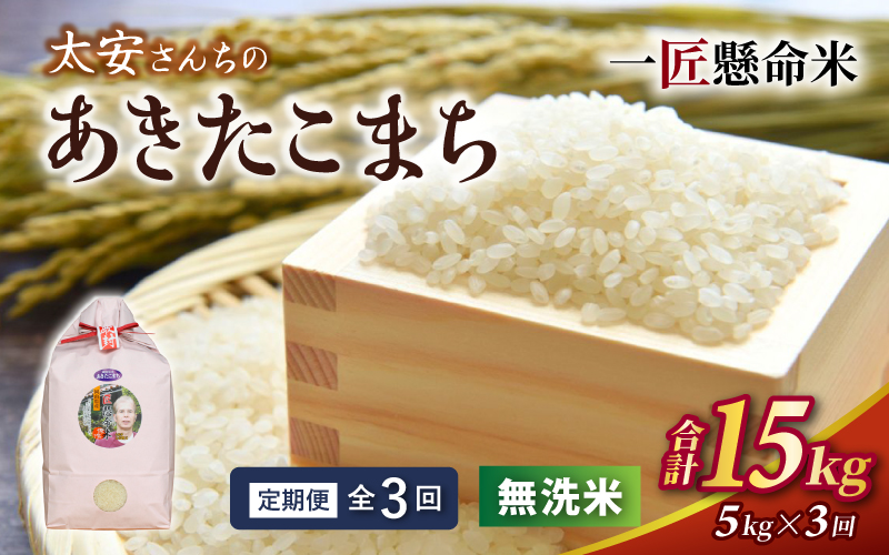 ＜定期便 全3回＞ 令和8年産米 真庭市産 太安さんちのあきたこまち 無洗米 5kg×3回 / お米 国産 岡山県 人気 ブランド2026年産 【tkns-tkb045】 ５kg×３回