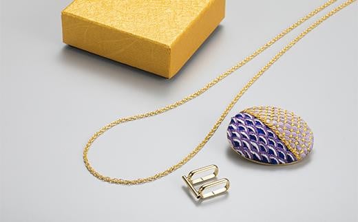 
                  加賀繍　帯留め3way　青海波　紫
                