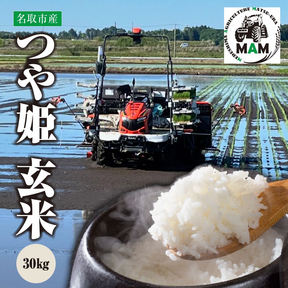 【ふるさと納税】《令和7年産新米》つや姫 玄米 30kg　宮城県名取市産 玄米 こめ コメ ご飯 ごはん 名取市産 宮城県産 ブランド米