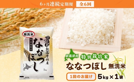 定期便 6ヵ月 北海道 特別栽培 令和7年産 ななつぼし 5kg 無洗米 精米 米 白米 お米  ごはん ご飯 ライス 道産米 ブランド米 新しのつ米 ふっくら 食味ランキング  産地直送 カワサキ森