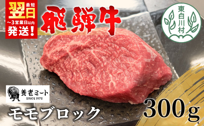 【最短翌日発送】 飛騨牛 モモブロック 300g 牛肉 和牛 肉 ローストビーフ 焼肉 ステーキ 赤身 赤身肉 牛 鉄板焼き お祝い 贈答 ギフト 贈り物 ふるさと納税 東白川村 岐阜 贅沢 モモ もも肉 養老ミート