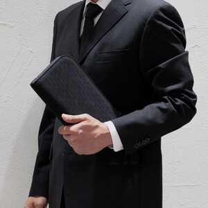 《 ふるさと納税限定 》【 米沢織 】 メンズ クラッチバッグ M サイズ フォーマルバッグ ブラック 黒 バック メンズ用 日本製
