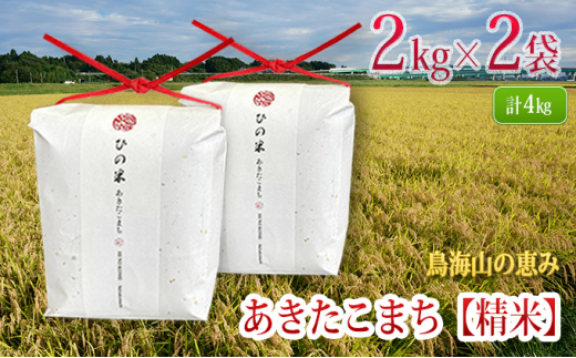 
秋田県産 あきたこまち 精米 4kg（2kg×2袋）神宿る里の米「ひの米」（お米 小分け）
