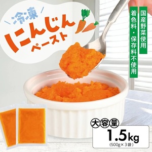 冷凍にんじんペースト1.5kg(500g×3袋) 冷凍便 ※離島発送不可 冷凍 にんじん ニンジン 人参 野菜 野菜ペースト 離乳食 介護食 小分け お菓子作り ゆざ食彩工房 遊佐町 庄内 東北 [1429NN1500G]