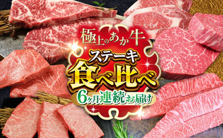 【全6回定期便】熊本県産 あか牛 ステーキ 食べ比べ 計2.61kg ステーキ 定期便 牛肉 サーロインステーキ ヒレステーキ ランプステーキ リブロースステーキ サーロイン ヒレ ランプ ミスジ 三角バラ リブロース 赤身 焼肉 国産 牛肉 熊本県産 ステーキ 定期便【有限会社 三協畜産】[YCG032]