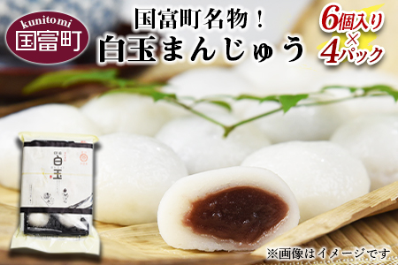 ＜国富町名物！白玉まんじゅう(6個入り×4パック)＞翌月末迄に順次出荷【 和菓子 おやつ お茶請け 饅頭 お饅頭 お団子 団子　手土産 小豆 あんこ　】