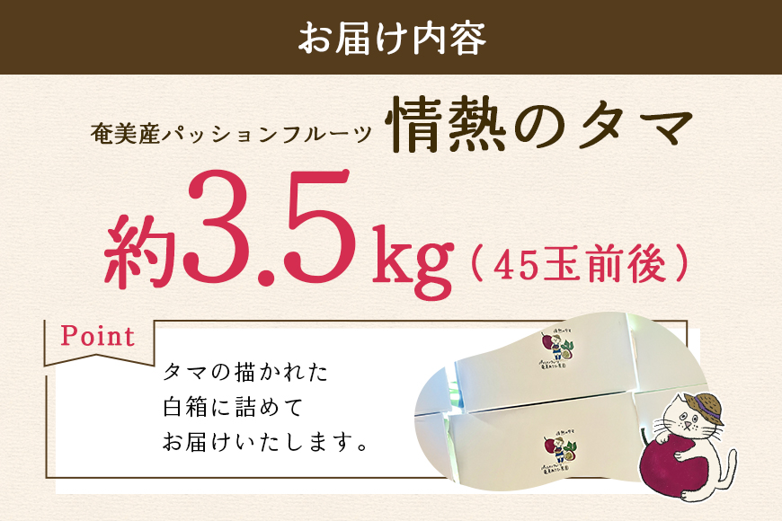 【2027年先行予約】【情熱のタマ】奄美産パッションフルーツ 3.5kg（45玉前後）　A203-001-02