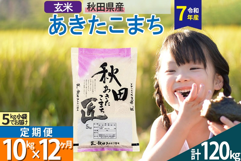 【玄米】＜令和7年産＞ 《定期便12ヶ月》秋田県産 あきたこまち 匠 10kg (5kg×2袋)×12回 10キロ お米 |02_snk-020612s