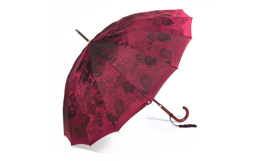 【前原光榮商店】婦人用雨傘 パシオ-カーボン〈手元：ヒッコリー〉名入れ可 (カラー：レッド)
