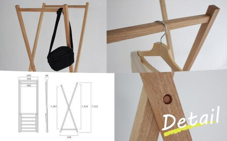 無垢の木の ハンガーラック X型 | 収納 折り畳み 木製 木製家具 家具 木工製品 シンプル 無垢 飛騨高山 ヒダコレ家具 GF025VC13