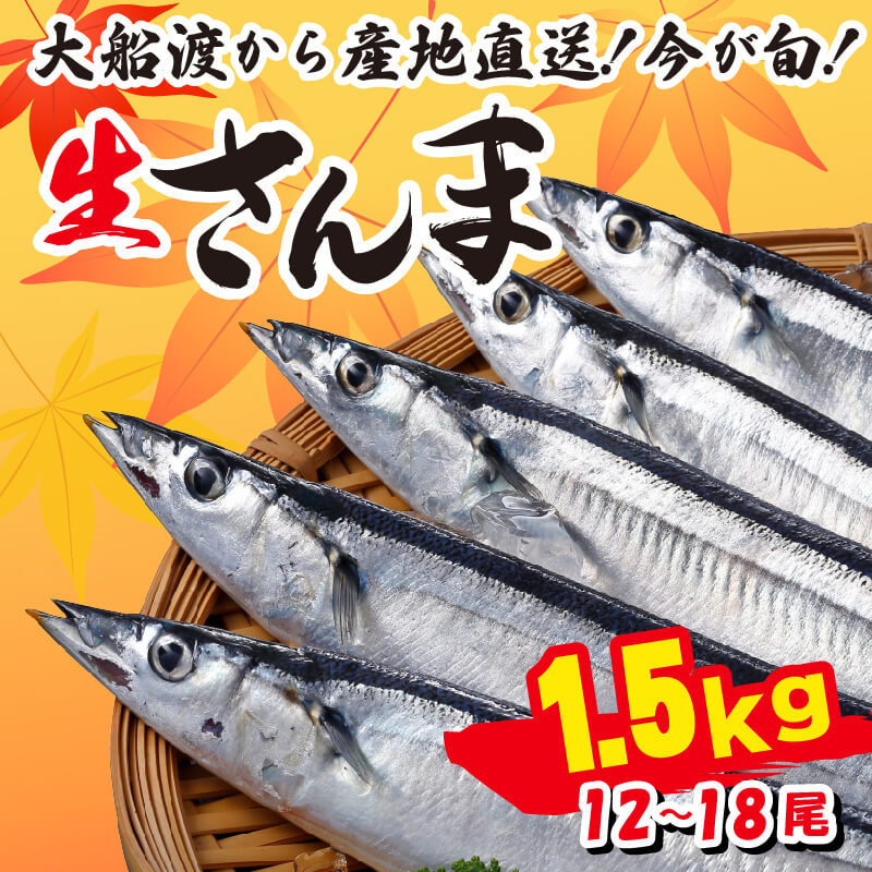 【ふるさと納税】 さんま 約1.5kg 12尾〜18尾 冷蔵 鮮秋刀魚 期間限定 [発送:2025年9月〜2025年11月下旬] 三陸 岩手 大船渡市 サンマ