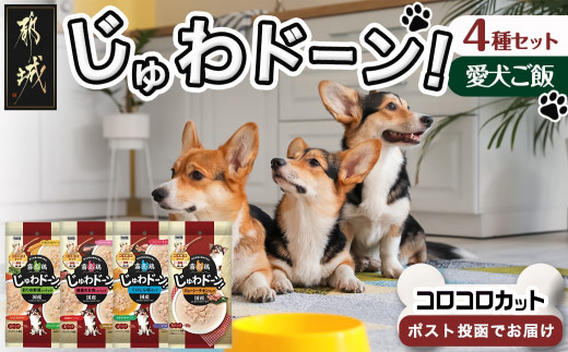 
≪愛犬ご飯≫霧島鶏じゅわドーン!コロコロカット4種セット※ポスト投函_LC-3305_(都城市) コロコロカット 犬用 国産鶏肉 野菜 お肉 バラエティーパック シングルパック ポスト投函
