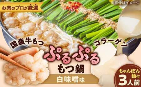 「上田商店」博多もつ鍋セット(白味噌/3人前)[BGAD055]もつなべ味噌