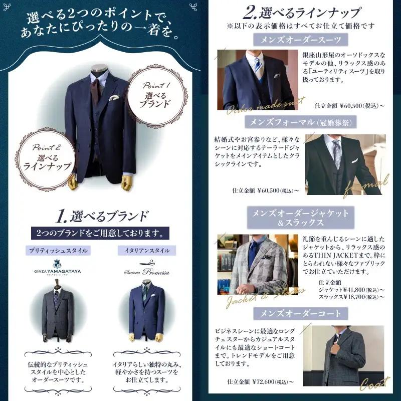 銀座山形屋 メンズオーダー仕立券（180,000円分）【O1-001】