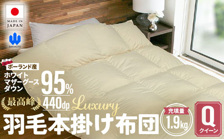 羽毛 本掛け布団 Luxury クイーンサイズ ホワイトマザーグースダウン95％