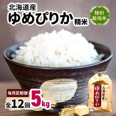 ふるさと納税 長沼町 【毎月定期便】特別栽培米 北海道産ゆめぴりか 5kg精米 美味しいお米 特Aランク  コメ全12回