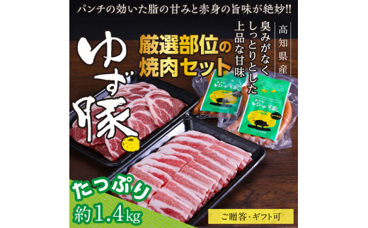 
【高知のブランド豚/ゆず豚】厳選部位の焼肉セット（約1.4kg）- 焼肉用 肩ロース500g バラ500g ソーセージ5本入り×2P BBQ やきにく 焼き肉 ソーセージ 豚肉 国産 小分け 詰め合わせ セット ギフト・熨斗対応可 贈答
