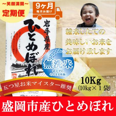 ふるさと納税 盛岡市 【毎月定期便】無洗米 ひとめぼれ 10kg全9回