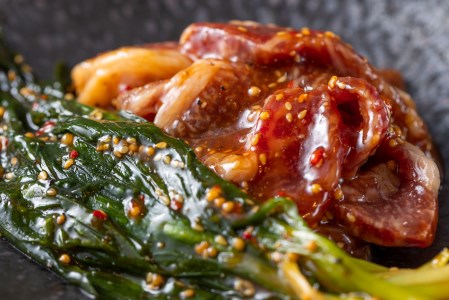 北海道産 黒毛和牛 こぶ黒 行者にんにく 味付け カルビ 計 600g (300g×2パック) ＜LC＞