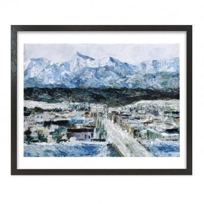 ふるさと納税 大樹町 日高山脈の油彩画(複製原画)　1点