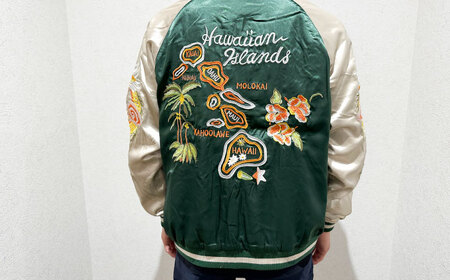 ハワイ柄刺繍リバーシブルスカジャン　サイズはS・M・L・XL・XXL【有限会社 エムシーハウス】 [AKAP006]