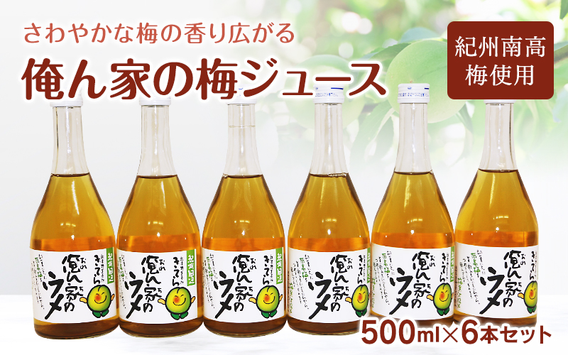 俺ん家の梅ジュース500ml×6本セット / 和歌山 和歌山県産 田辺市 紀州南高梅 南高梅 梅 梅ジュース なつかしい