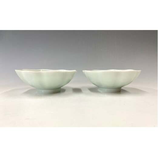 中仙窯 有田焼 青白磁輪花鉢ペア（中尾純作） A45-148_イメージ3