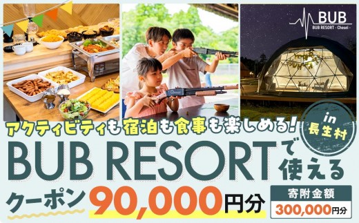 X30-004 BUB RESORT グランピング 宿泊割引券（90,000円分）
