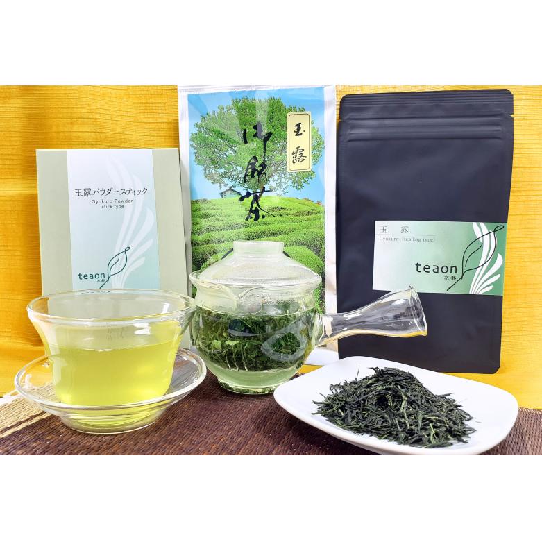 リーフティー、ティーバッグ、パウダー3種の玉露セット〈玉露 お茶 茶 煎茶 緑茶 リーフ 茶葉 ティーバッグ スティック セット〉