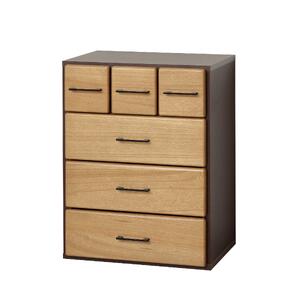 天然木自在チェスト6D 【ライトブラウン】