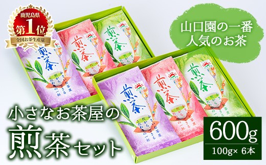 ＜お茶生産量日本一の鹿児島県産！＞小さいお茶屋の煎茶セット(煎茶100g×6本・合計600g) 鹿児島県産 煎茶 セット【お茶の山口園】A185-v01